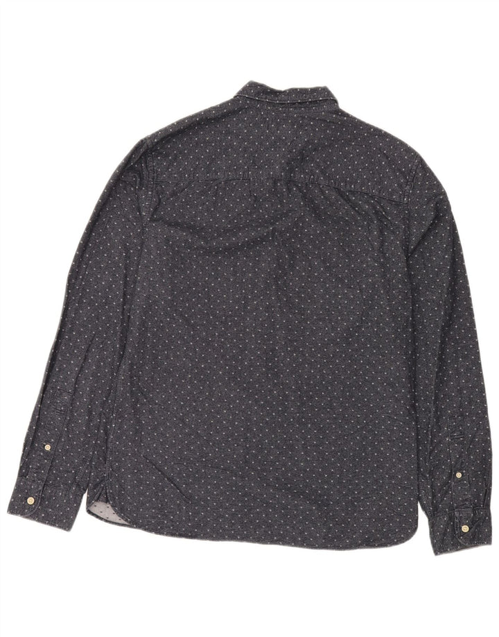 ALL SAINTS Mens Shirt Medium Navy Blue Spotted Cotton