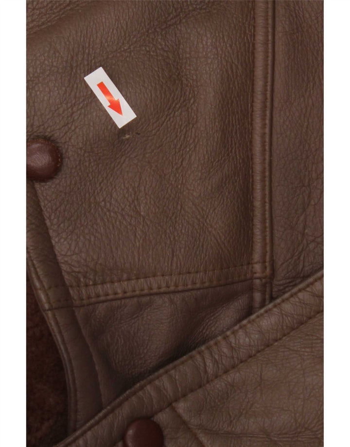 Vintage Dame Shearling Jacket UK 14 Medium Brown