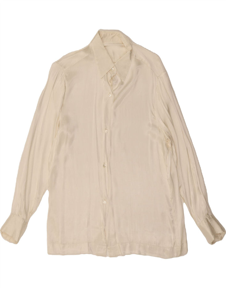 VINTAGE Womens Shirt Blouse UK 14 Medium Off White Vintage Vintage and Second-Hand Vintage from Messina Hembry 