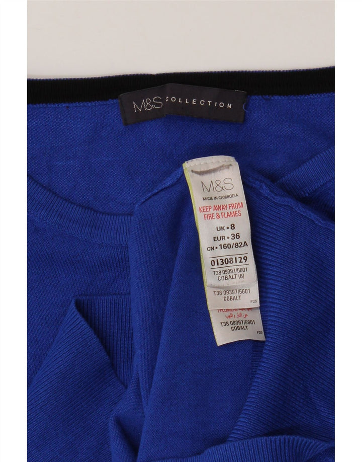 MARKS & SPENCER Womens Crop Cardigan Sweater UK 8 Small Blue Viscose