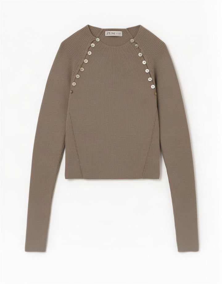 Zara Womens Crop Blouse Top UK 12 Gris Moyen Viscose