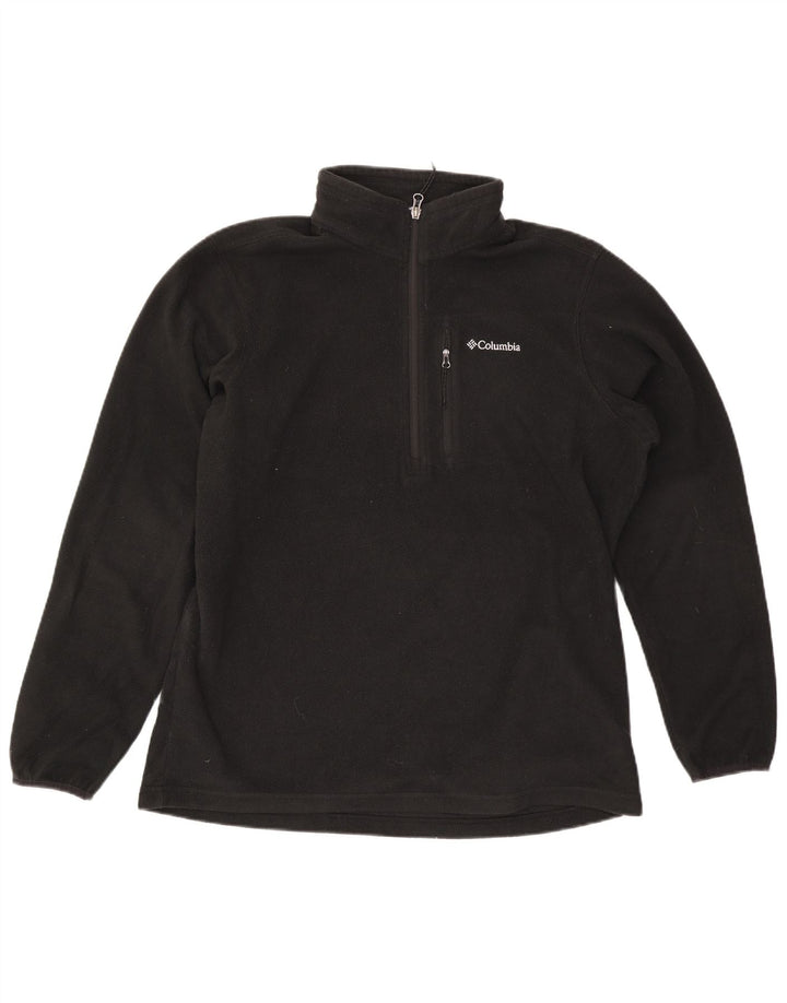 Columbia Mens Zip Neck Fleece Jumper Large Black Polyester