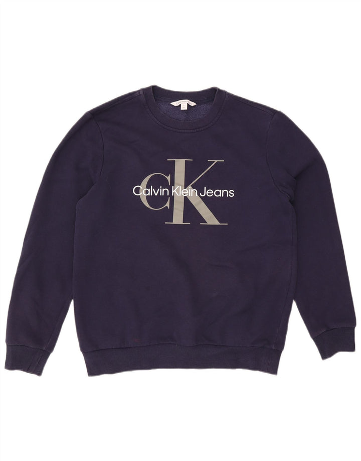 Calvin Klein Jeans Herre grafisk sweatshirt Jumper Medium Navyblå Bomuld