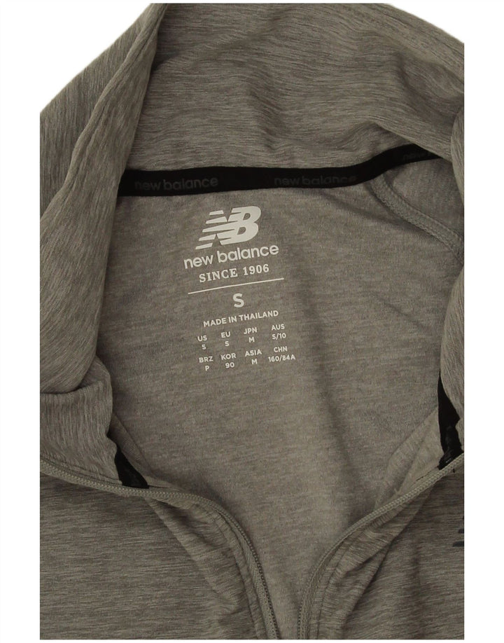New Balance Womens Zip Neck Top Long Sleeve UK 10 Small Grey Polyester