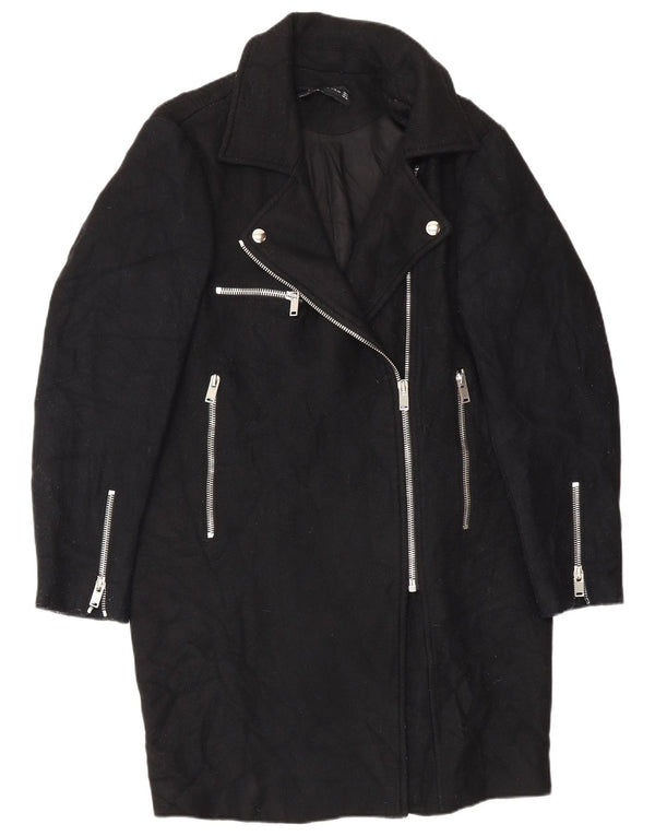 Zara Γυναικείο Πανωφόρι UK 14 Medium Black Wool