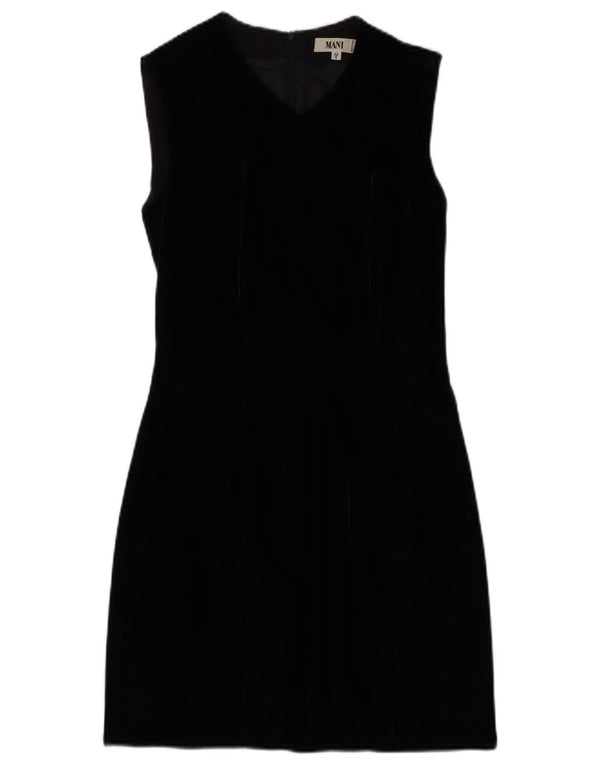 MANI Womens Sleeveless Velvet Sheath Dress UK 8 Small Navy Blue Viscose