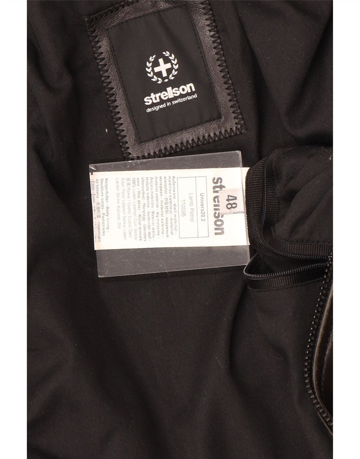 Strellson Herren Lederjacke IT 48 Mittelschwarzes Leder