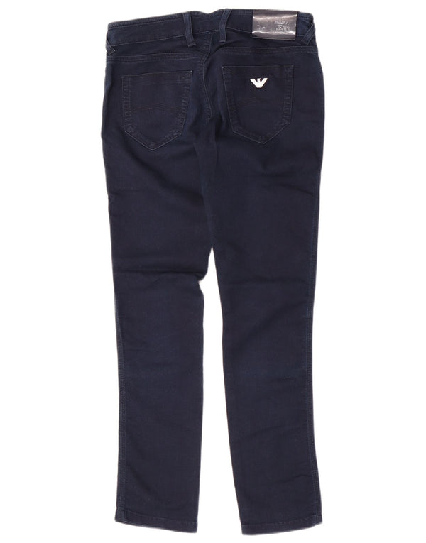 Armani Damen Skinny Freizeithose W27 L28 Marineblaue Baumwolle
