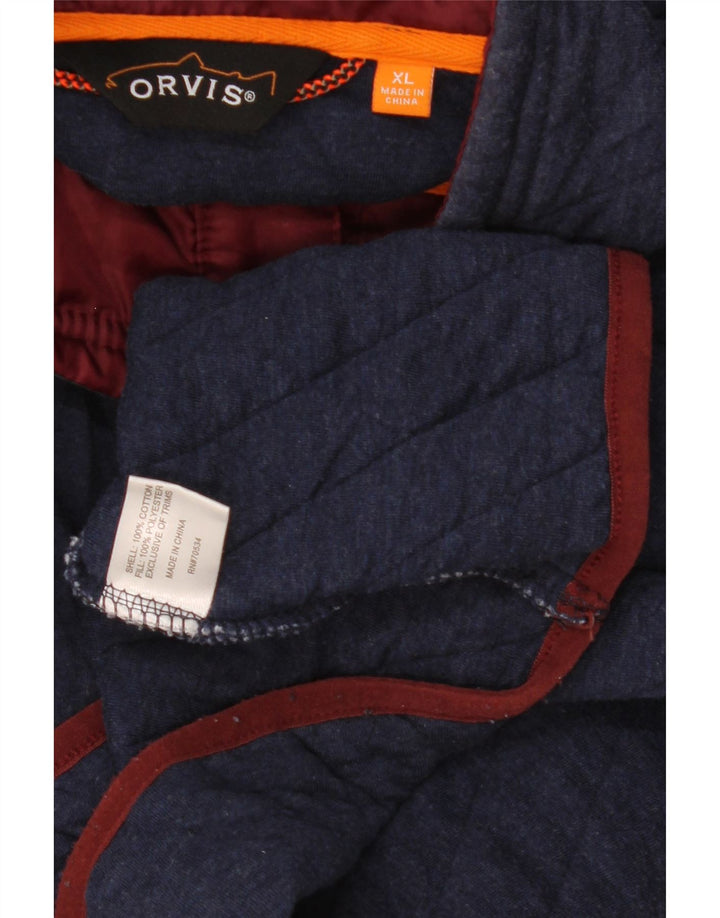 ORVIS Herre Button Neck Sweatshirt Jumper XL Navy Blue Bomuld