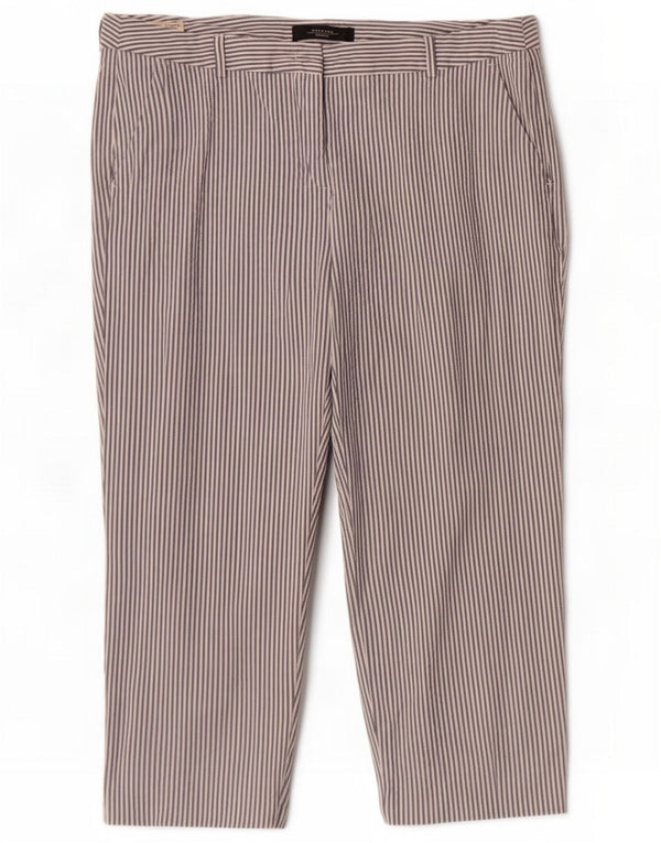 Max Mara Womens Weekend Capri Trousers W30 L21 Navy Blue Pinstripe