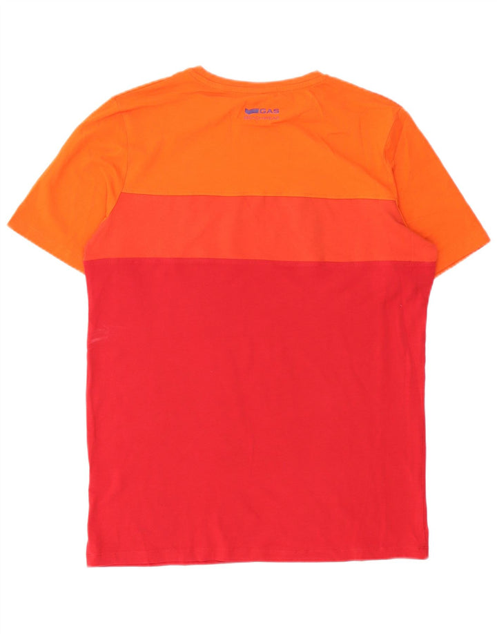 Gas Mens T-Shirt Top Large Red Colourblock Cotton