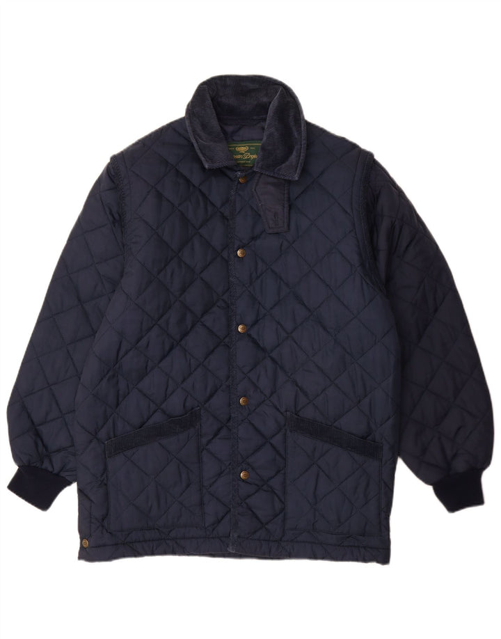 EUROPÆISK PROJEKT Herre quiltet jakke UK 34 XS Navy Blue