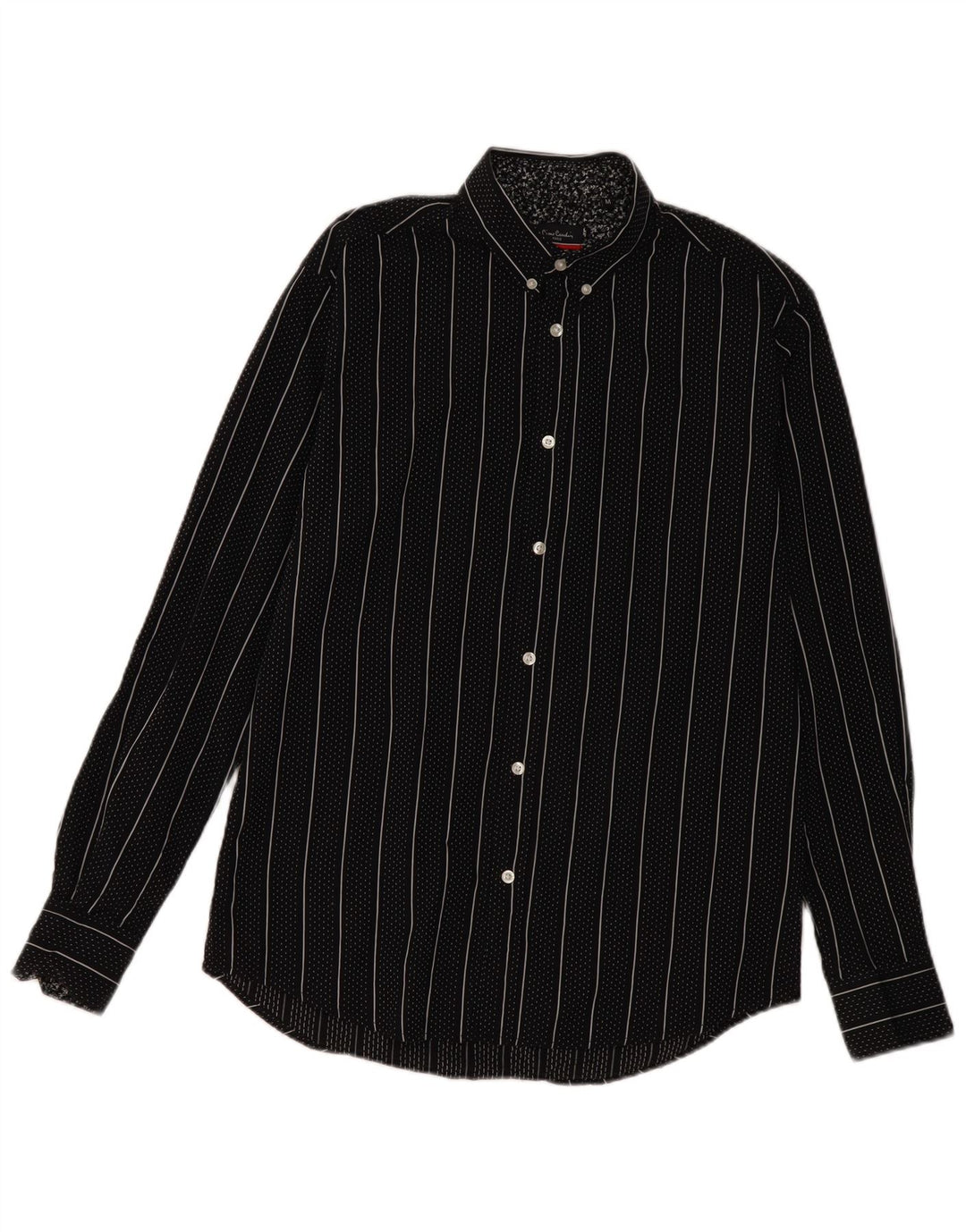 Pierre Cardin Mens Regular Fit Shirt Medium Black Striped Cotton