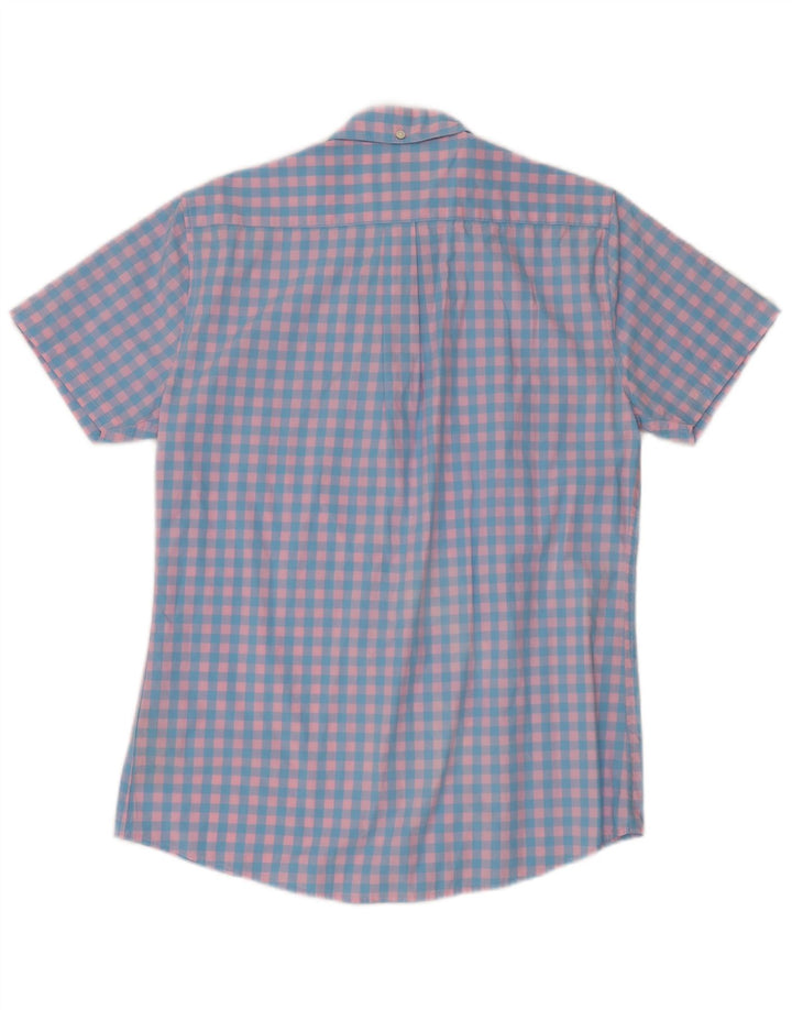 Barbour Herre kortærmet skræddersyet pasform skjorte Medium Blue Gingham Cotton