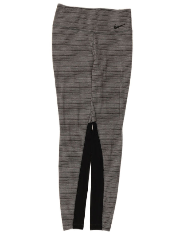 Leggings Nike Dri Fit da donna UK 8 Small Grigio Colourblock Nylon