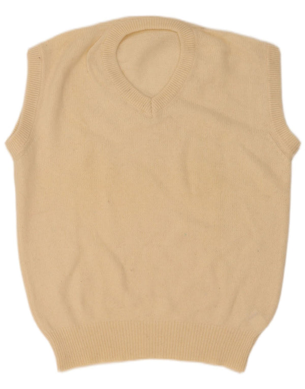 Vintage Mens Vest Tank Top Medium Beige Wool