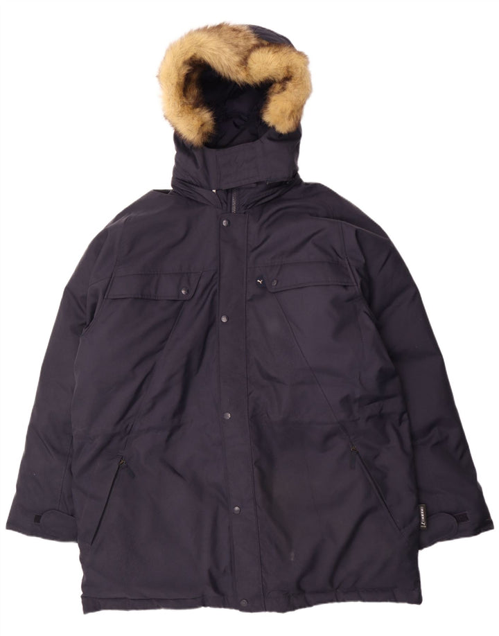 PUMA Mens Hooded Padded Coat UK 42 XL Navy Blue Polyester