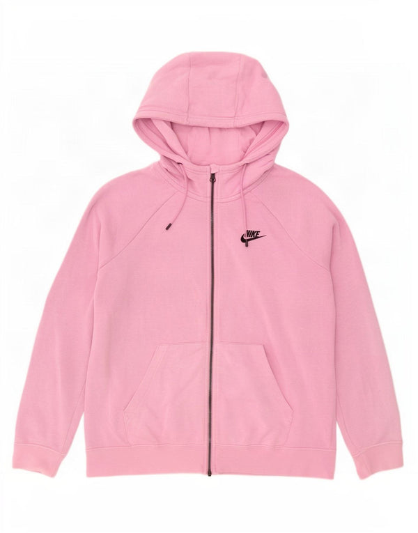 Suéter Nike feminino com capuz e zíper relaxado UK 14 algodão rosa médio