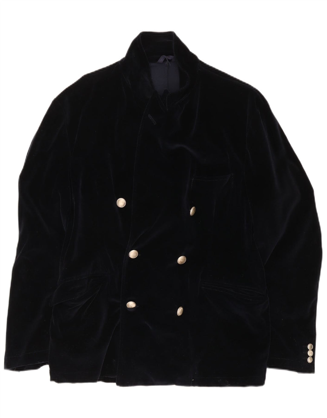 Fraizzoli Herre Velvet Double Breasted Blazer Jacket UK 38 Medium Navy Blue