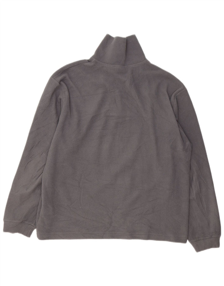 INVICTA Mens Zip Neck Fleece Jumper Large Grey Polyester