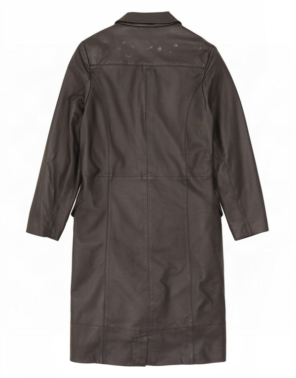Yuppie Womens Oversized Leather Coat EU 34 XS Black