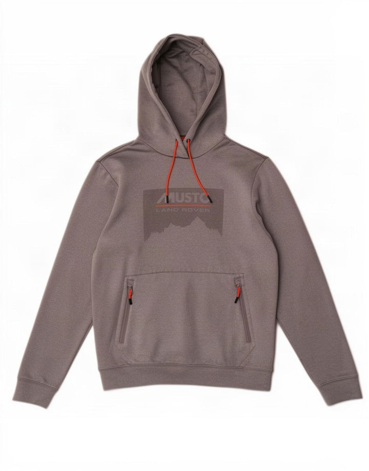 Musto Felpa con cappuccio grafica da uomo in poliestere grigio medio