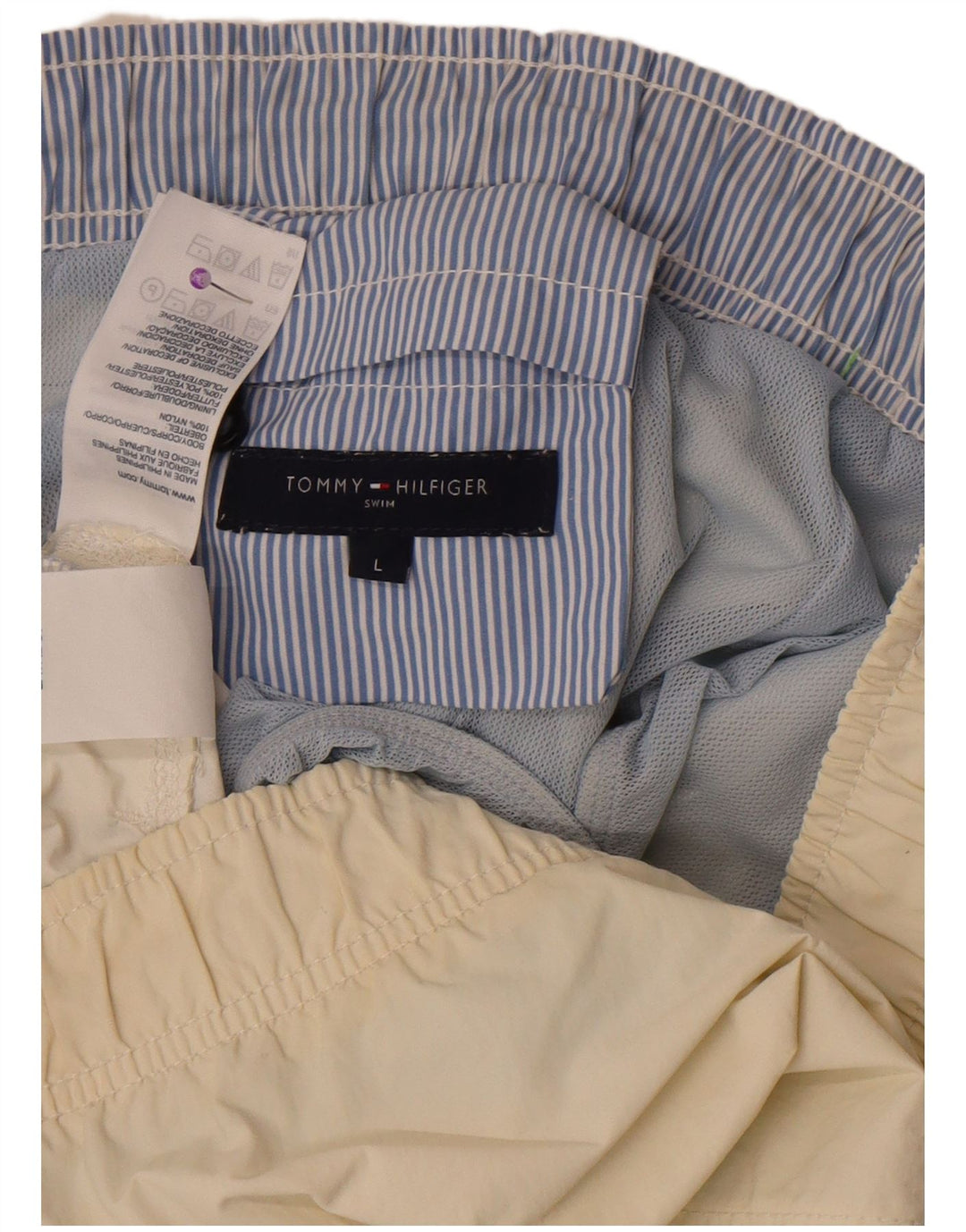 Tommy Hilfiger Badeshorts til mænd Large Off White Colourblock Polyester