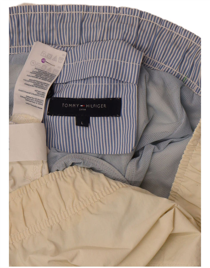 Tommy Hilfiger Badeshorts til mænd Large Off White Colourblock Polyester