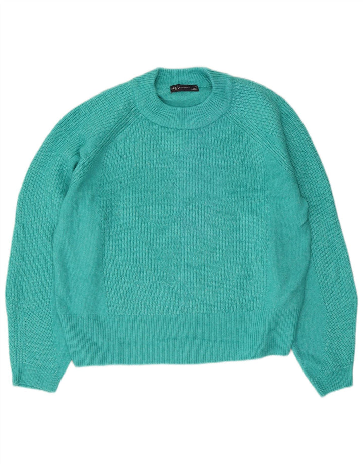 Marks & Spencer Womens Crew Neck Jumper Sweater UK 14 Medium Blue Acrylic