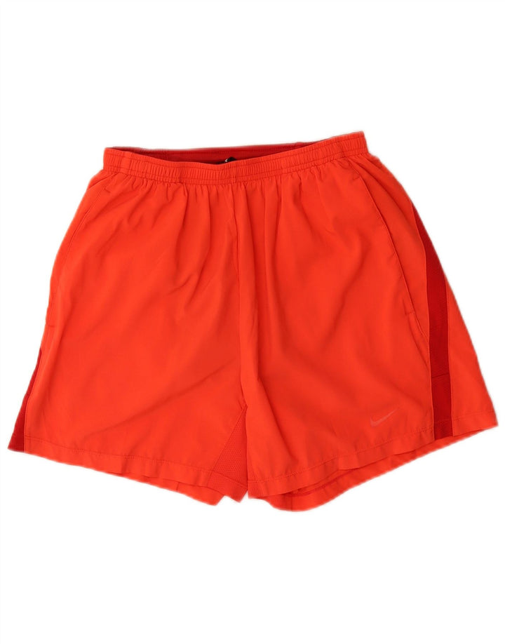 Nike Herre Dri Fit Sportshorts Small Orange Colourblock Polyester
