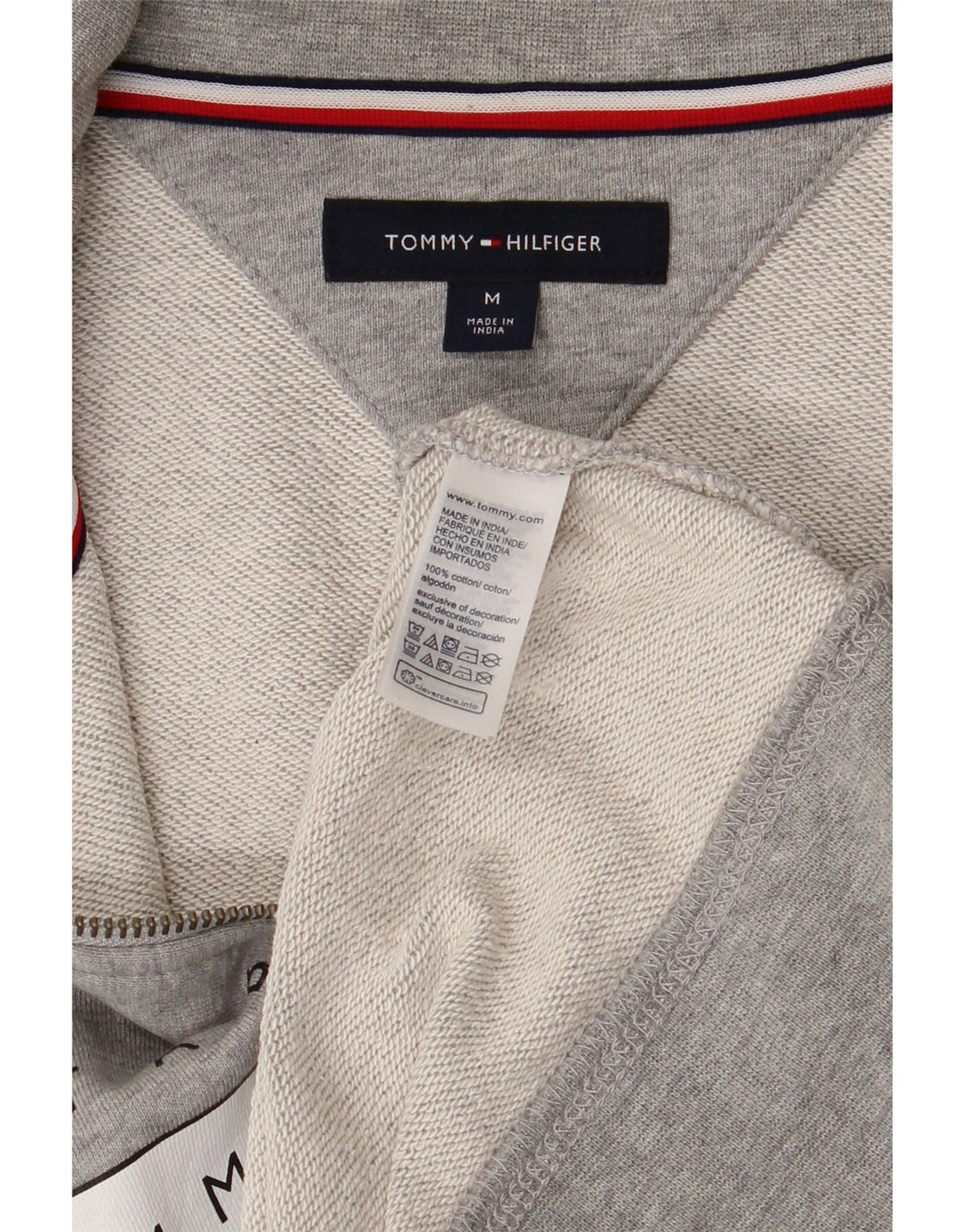 Tommy Hilfiger Mens Graphic Tracksuit Top Jacket Medium Grey Flecked Cotton