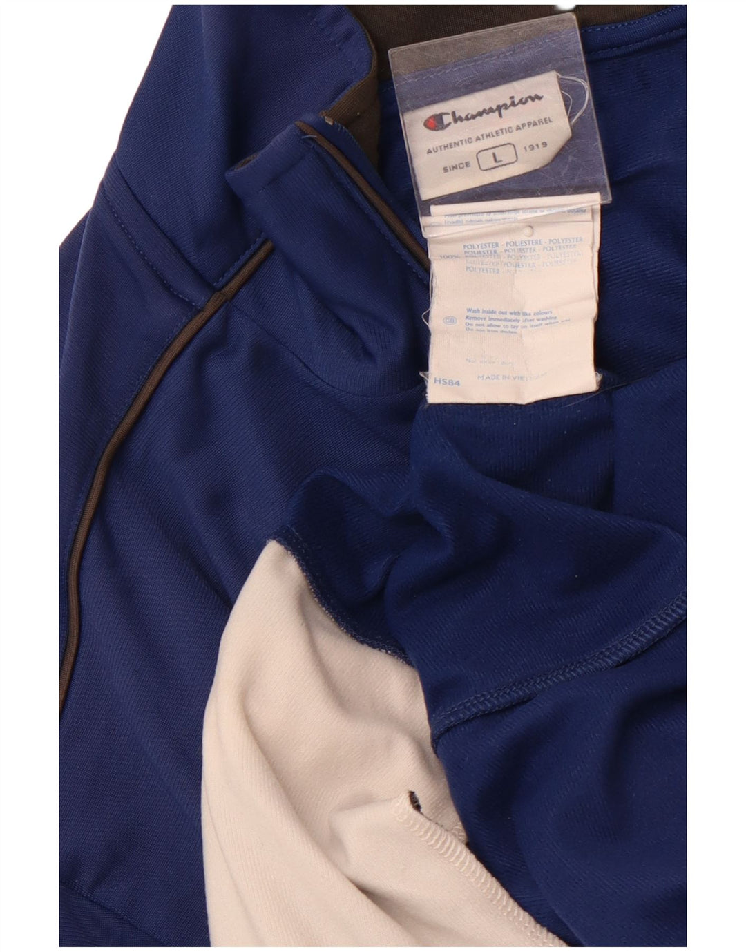 CHAMPION Mens Tracksuit Top Jacket Large Navy Blue Polyester
