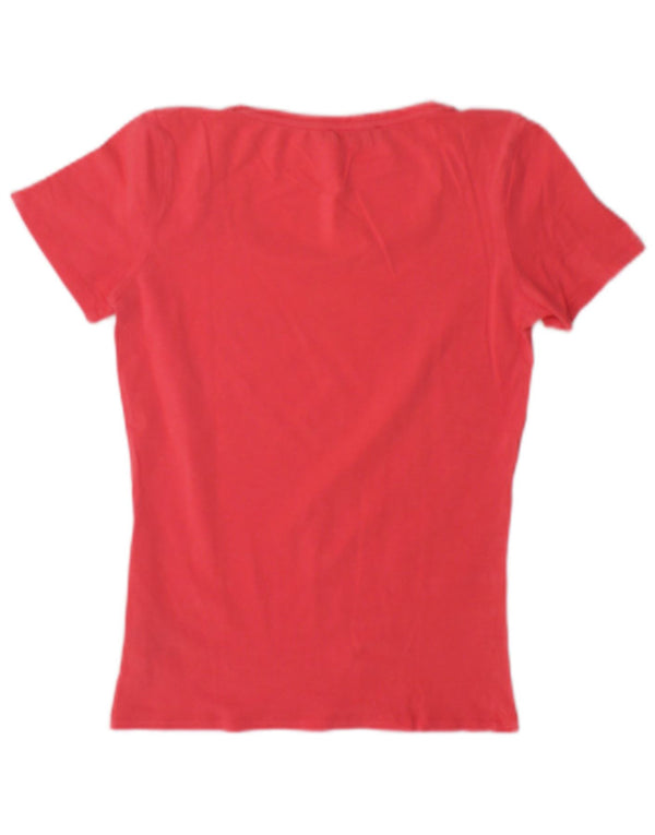 Lee Womens Graphic T-Shirt Top UK 12 Medium Pink Cotton