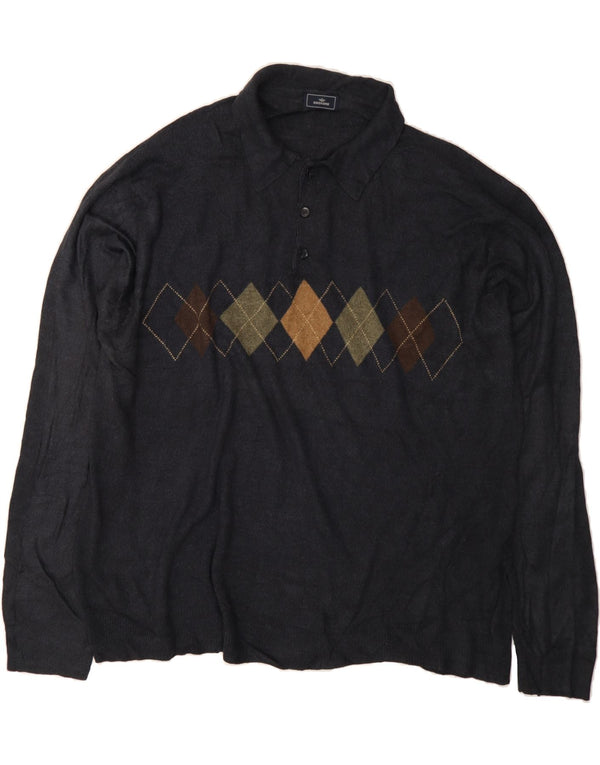 Męski sweter polo DOCKERS 3XL granatowy Argyle/Diament