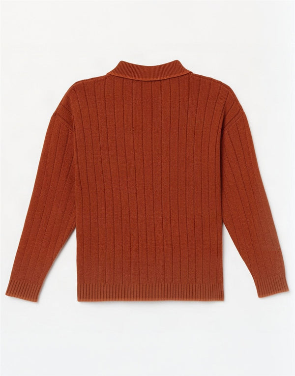 Vintage Mens Polo Neck Jumper Sweater XL Orange Cotton