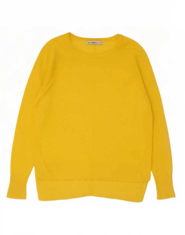 Zara Damen-Pullover mit U-Boot-Ausschnitt, UK 14, mittelgelbe Viskose