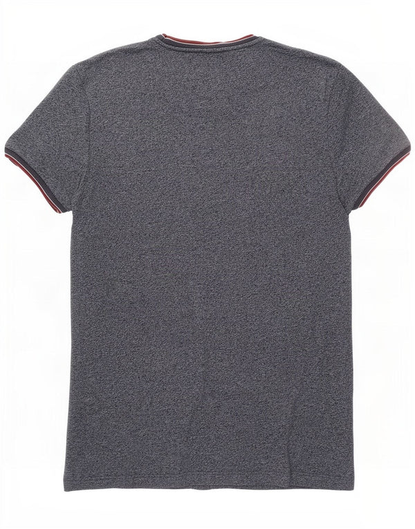 Jack Wills Herren-T-Shirt-Oberteil aus mittelblauer, melierter Baumwolle