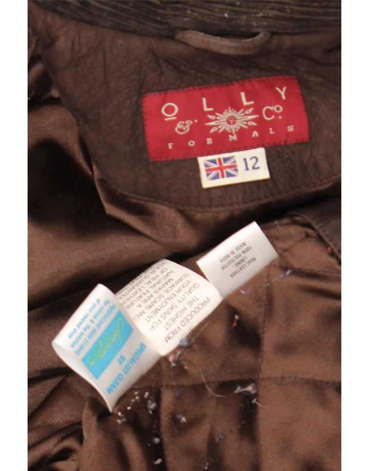 Olly & Co Damen Übergroße Lederjacke UK 12 Mittelbraun