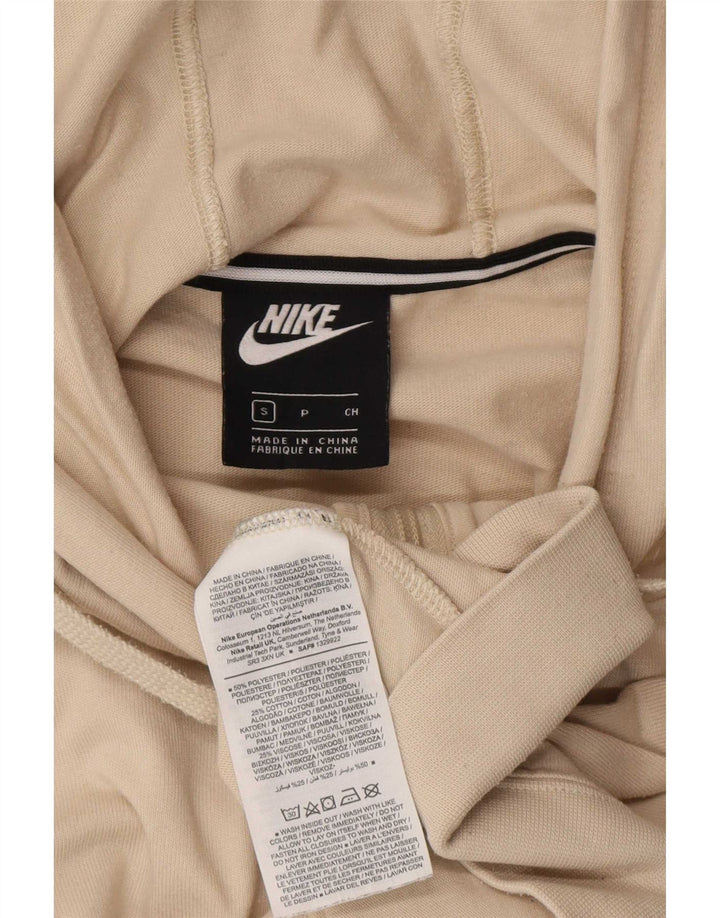Nike Womens Oversized Zip Hoodie Sweater UK 10 Small Beige Polyester