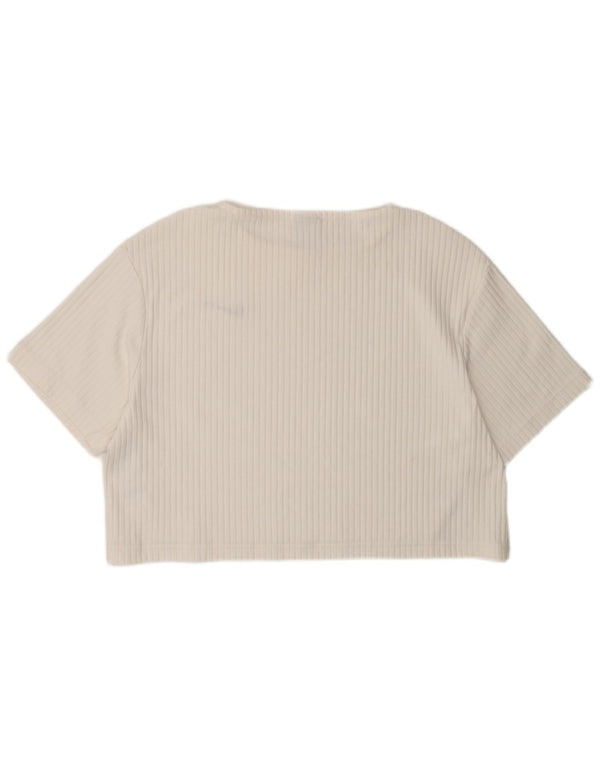 Nike Womens Crop Oversized T-Shirt Top UK 6 XS White Cotton