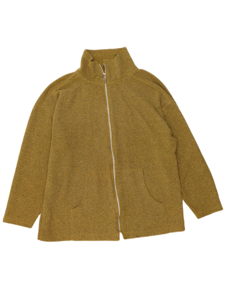 VINTAGE Womens Oversized Tracksuit Top Jacket UK 14 Medium Khaki Polyester