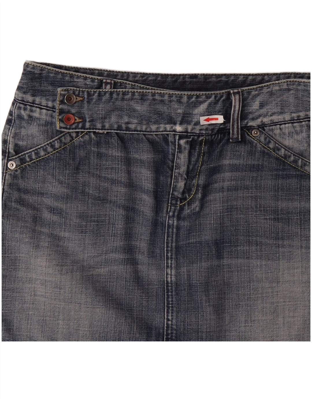 Benetton Damen Mini-Jeansrock IT 44 Medium W32 Blaue Baumwolle