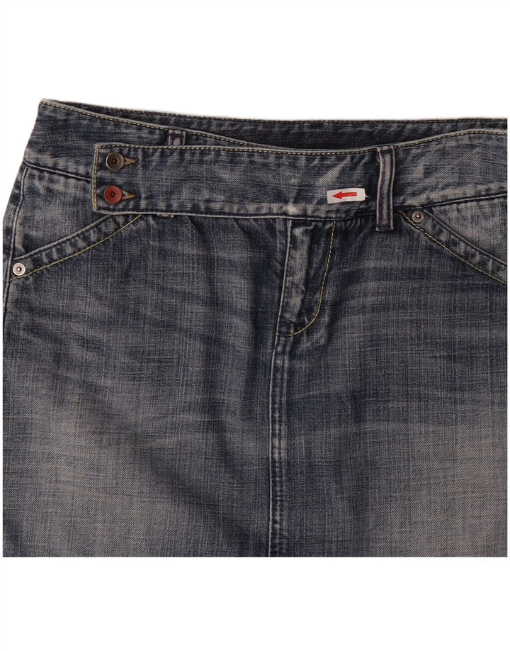 Benetton Damen Mini-Jeansrock IT 44 Medium W32 Blaue Baumwolle