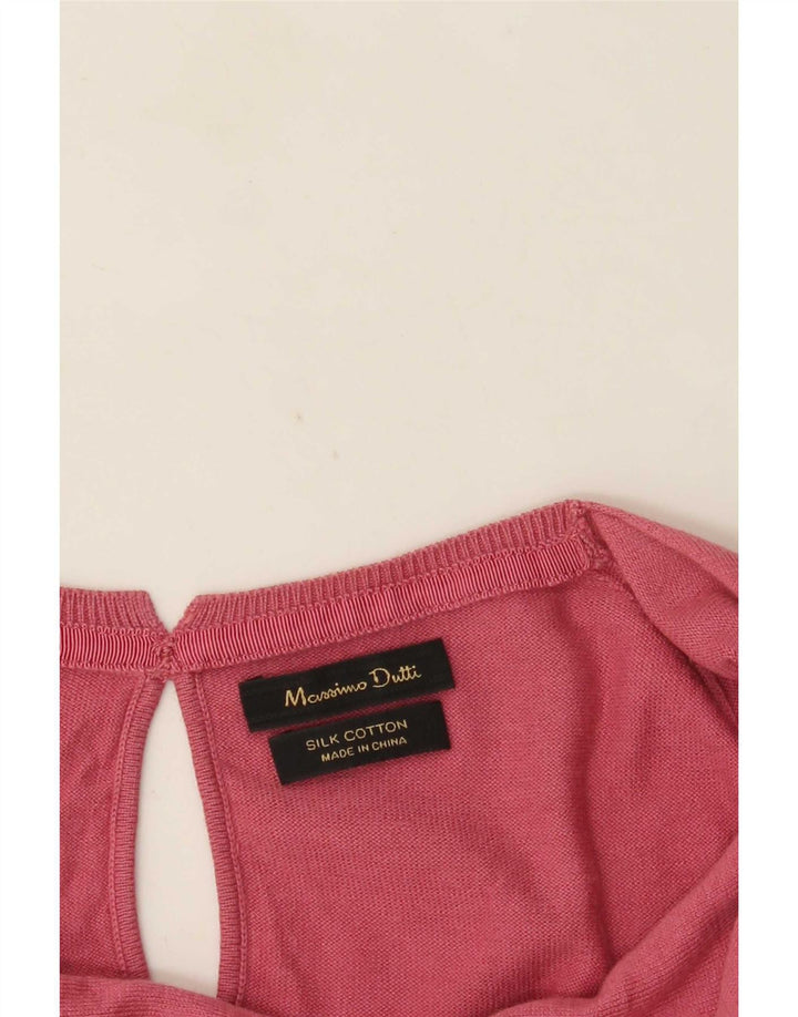Blusa feminina Massimo Dutti manga comprida UK 12 seda rosa médio