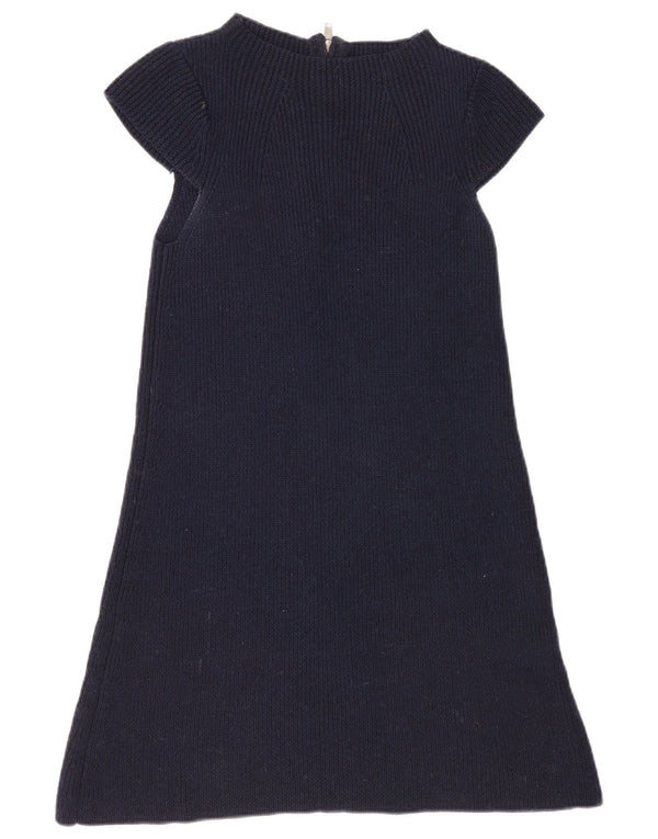 Cos Womens Short Sleeves Jumper Dress UK 8 Small Navy Blue Wool