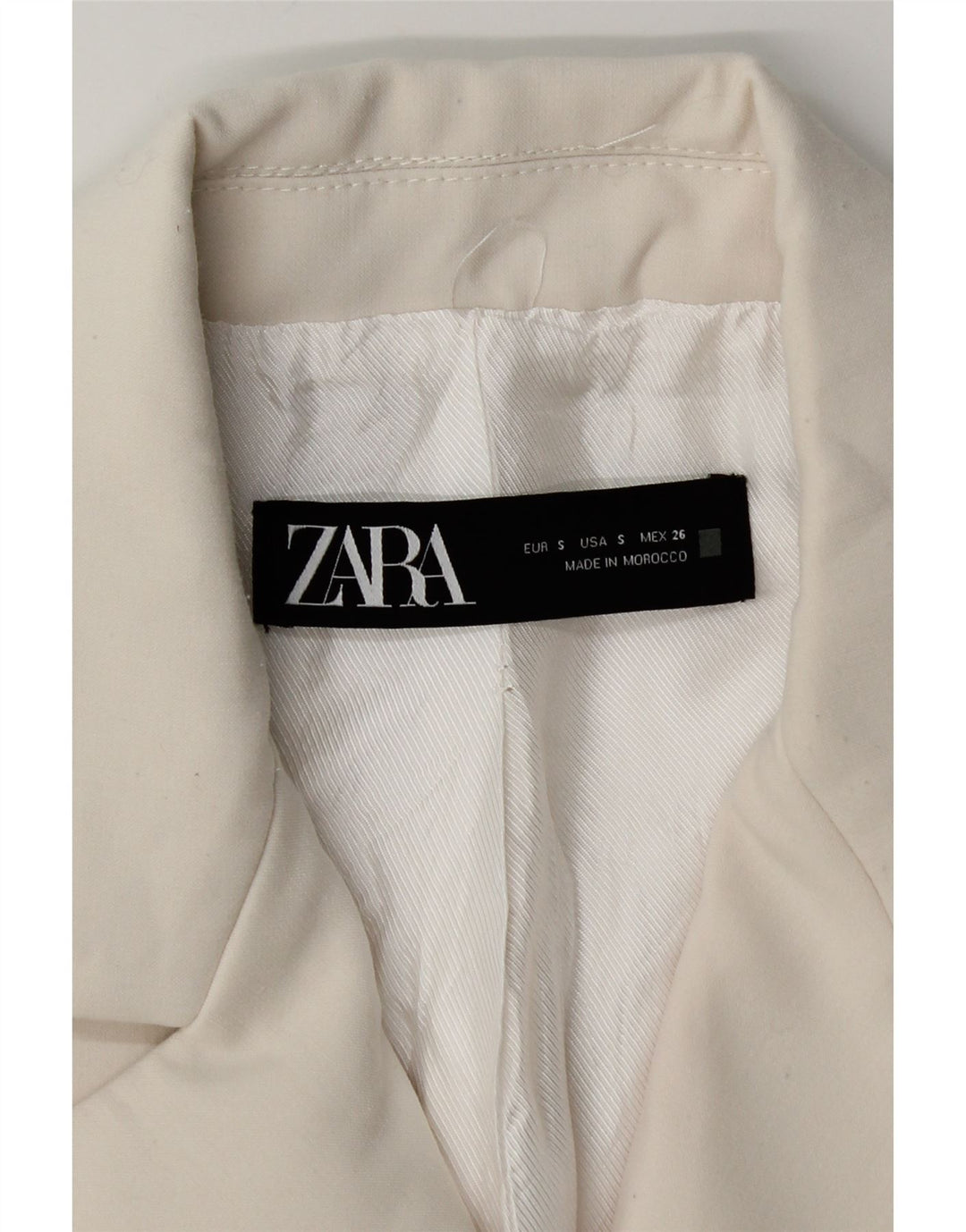 Zara Dame Dobbeltradet Blazer Jacket UK 10 Small White Polyester