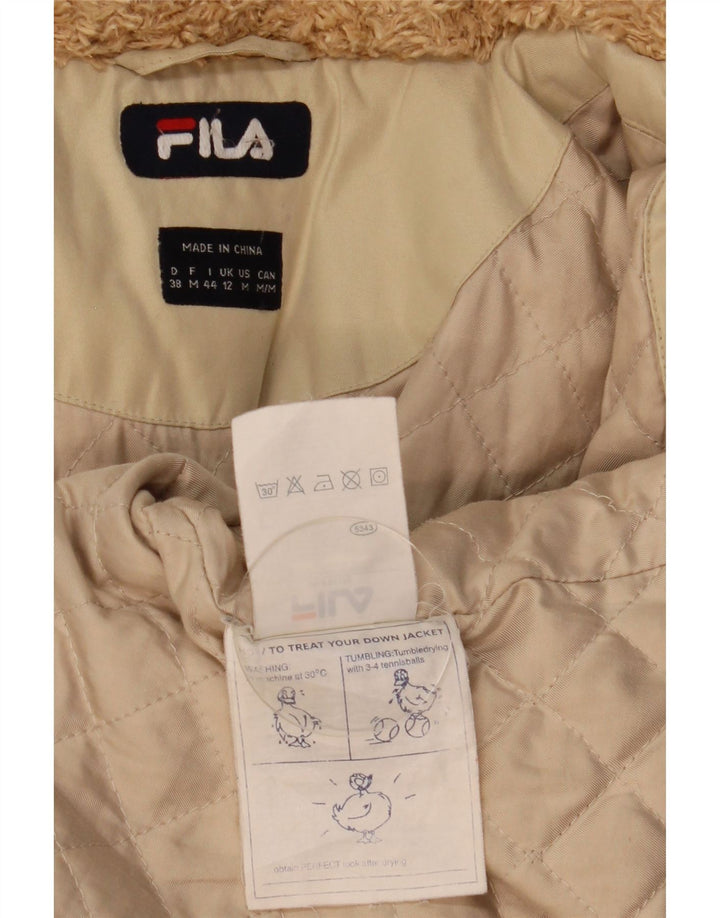 Fila Womens Hooded Windbreaker Jacket UK 12 Medium  Beige Polyester