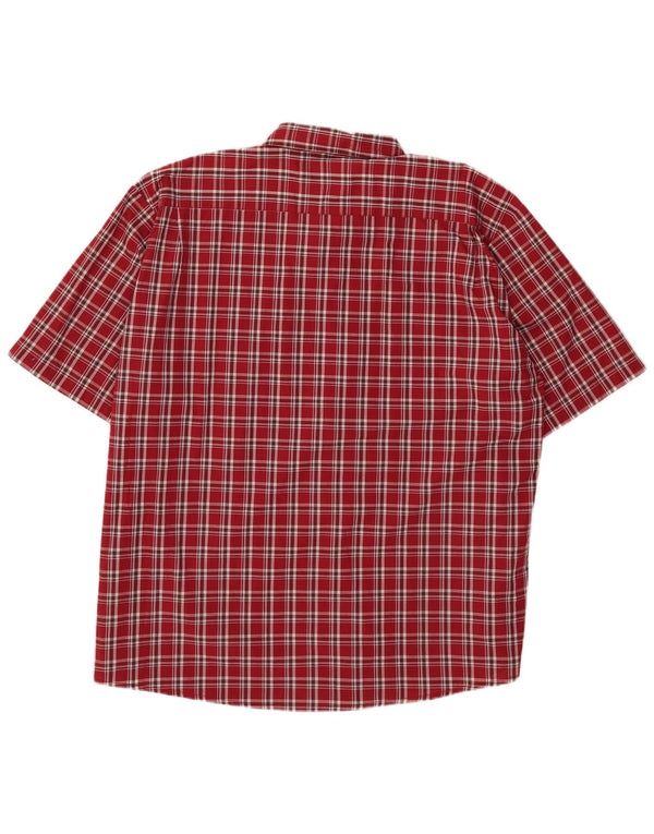 Camisa Wrangler masculina de manga curta 3XL algodão xadrez vermelho