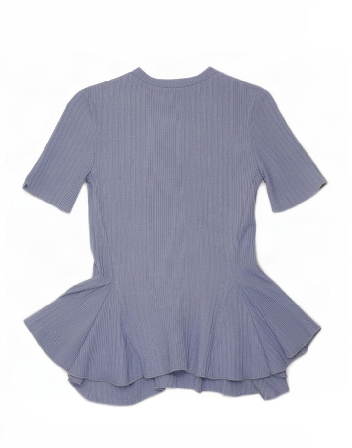 Zara Womens Crop Asymétrique Blouse Top UK 8 Small Bleu