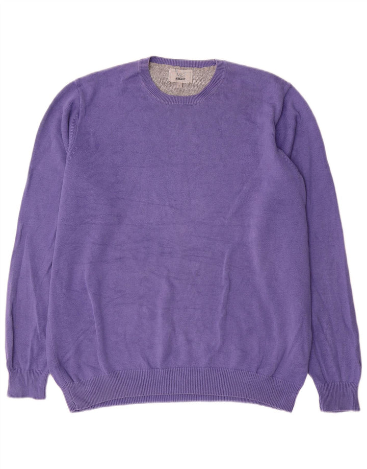 Marks & Spencer Herre Regular Fit Jumper Sweater med rund hals Stor lilla